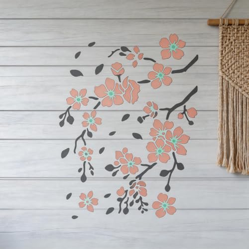 TIAMECH A4 Reusable Cherry Blossom Branch Stencil for Painting - color: Cherry Blossom Branch