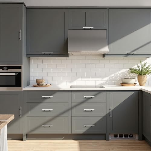 Probrico Brushed Nickel Cabinet Pulls & Handles 5" CC Square 5 Pack - color: Brushed Nickel, size: Hole Center: 128mm(5inch)