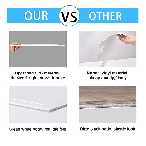 Alwayspon 12×12inch×10Pcs 2.5mm Thick Version White 3D Vinyl Backsplash Tiles, Self-Adhesive Peel and Stick Wall Tile Stickers Stick on Subway Tiles for Kitchen Bathroom Wall - color: White