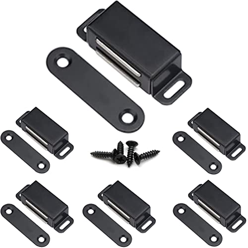 Cabinet Door Catch with Strong Magnetic, 1.2mm Thickness Furniture Latch,Black(Pack of6) - color: 6PCS-Black