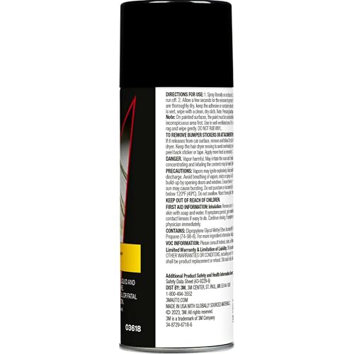 3M Adhesive Remover, 12 oz., Quickly Remove Adhesive, Attachment Tape, Tar, Wax & Adhesive Residue, Low VOC <20%, No Residue Left Behind, Easy-to-Use Formula, Also Works on Glass & Vinyl (03618VOC20) - size: 1 Count (Pack of 1)