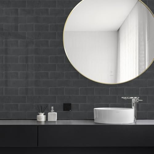 STICKGOO 10-Sheet Backsplash Peel and Stick Subway Tile(Thicker Design) - color: Taroudant Black