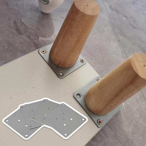 RDEXP 4X Leg Mounting Plates 8x8cm Furniture Leg Attachment Iron Plates Hole Dia 5mm