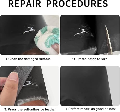 Leather Repair Patches, Self Adhesive Vinyl for Couches Furniture - color: Black, size: 17X158 inch