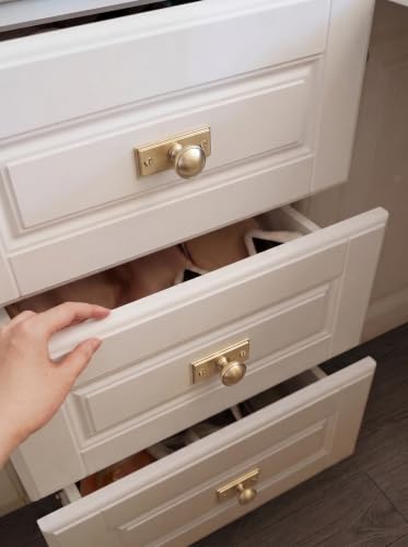 6Pack Champagne Bronze Cabinet Knobs with Backplate Drawer knobs - color: Champagne Bronze, style: Plaquette
