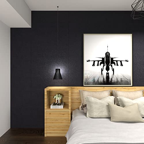 MelunMer Black Silk Wallpaper Peel and Stick Removable Textured 15.7"x393" - color: Black, size: 15.7" x 393"