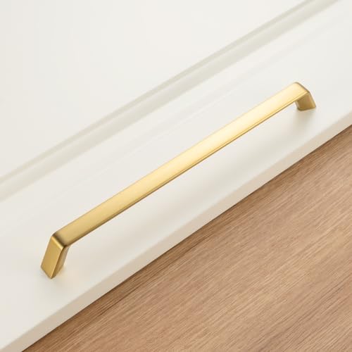 KOOFIZO 1 Pack 8-4/5 Inch Brushed Gold Cabinet Pulls Gold Cabinet Handles Hardware for Kitchen Cabinets Drawers P21 Bedroom Dresser Bathroom Vanity Cupboard - color: Brushed Gold, size: 8-4/5" CC - 1Pcs