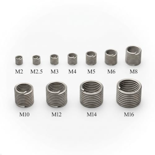 XunLiu 50pcs M2-0.4X1.5D Wire Thread Insert 304 Stainless Steel - size: M2-0.4X1.5D
