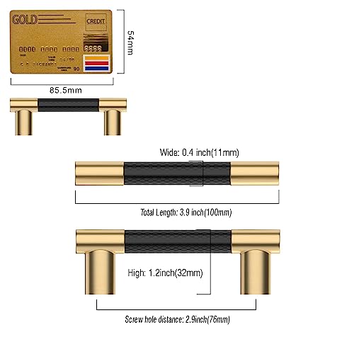 Amerdeco 10 Pack Matte Black and Gold Knurled Cabinet Pulls 3" - color: Black Gold, size: 3" hole center