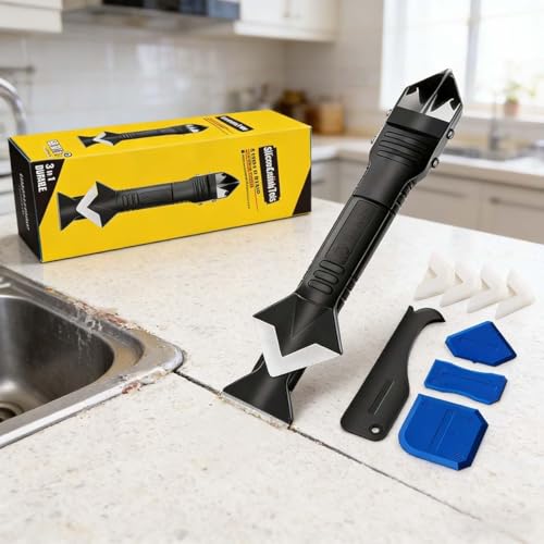 3-in-1 Silicone Caulking Tools Set,Multi-Angle Removal & Scraping Tool