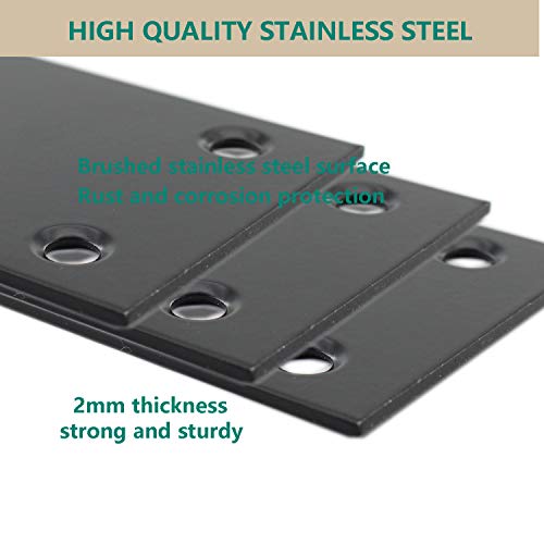 4 PC Flat Straight Brace Brackets,ULIFESTAR Stainless Steel Mending Bracket Plate Metal Shelf Support Fixing Joining Plate for Furniture,Wood,Shelves,Cabinet with Screws Black(50x100mm/2x3.94'') - size: 50 x 100 x 2 mm