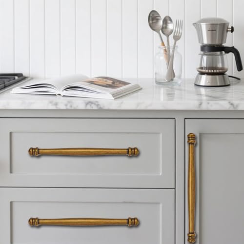 10 Pack 3-1/2 inch(89mm) Center to Center Antique Brass Cabinet Pulls Solid Cabinet Hardware Heavy-Duty Drawer Pulls Kitchen Handles for Cabinets Cupboard Handles - color: Antique Brass, size: 3-1/2 inch(89mm)Center to Center, style: 10 Pack