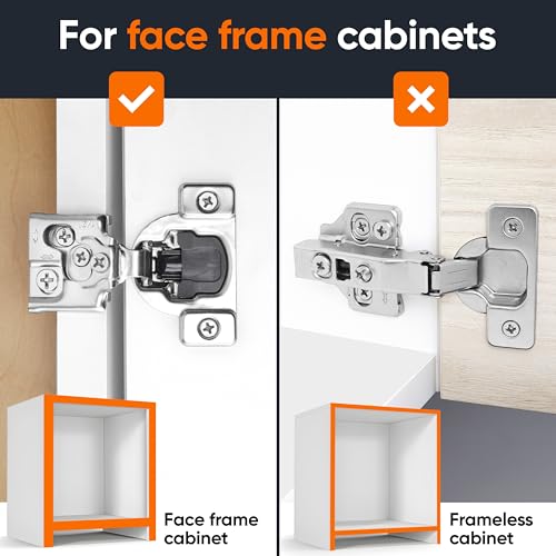 Decobasics 2 Pack Soft Close Cabinet Hinges – 5/8" Overlay for Kitchen Cabinet Doors, Face Frame Concealed Hidden Hinges – Stainless Steel, Self-Closing with 3-Way Adjustment & Slow Close Damper - size: 5/8 Inch