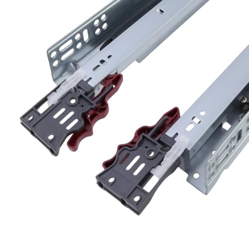Dnyta 1 Pair of 16" Undermount Drawer Slides, Hidden Bottom Bearing Heavy Guide Rail Bottom Mount Full Extension Drawer Slides Side Mount Heavy Duty Drawers Glides Runners for Kitchen Cabinet Drawers - size: 16Inch/400mm