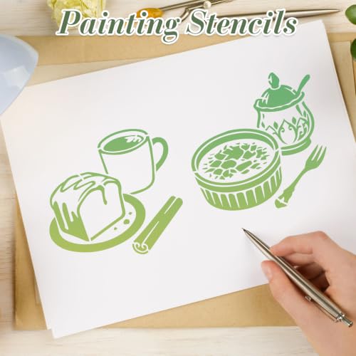 Delicious Stencils for Crafts Reusable 20Pcs Stencils(5.9X5.9 Inch) - color: Delicious