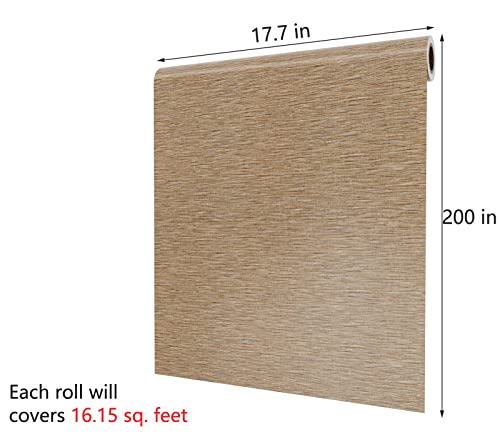 Decotalk Peel and Stick Grasscloth Wallpaper 200"x17.7" Brown Grasscloth Wallpaper for Walls Removable Grass Cloth Wall Paper Removable Vinyl Seagrass Contact Paper for Cabinets Decorative Khaki - size: 17.7" x 200"