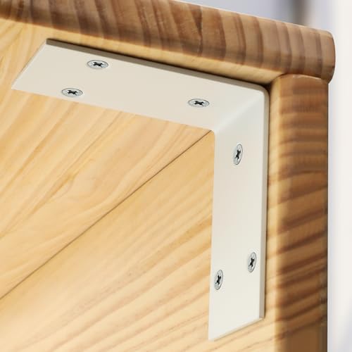 Alise 4Pcs White Stainless Steel L Brackets Heavy Duty for Wood Furniture - color: White, size: 85x85MM
