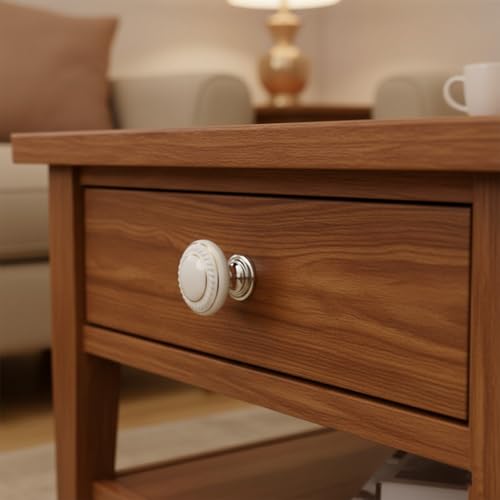 HUAMULAN Round Ceramic Knobs with Zinc Alloy Base for Cabinets 15 Pack - color: A4-43-BaiGold-15PCS