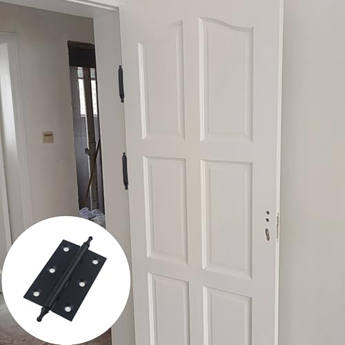 2.5 Inch Antique Style Solid Brass Butt Hinges with Ball Finials, Black Plated Butt Hinges with for Furniture Cabinet Drawer Door, 2PCS - size: 2.5 Inch