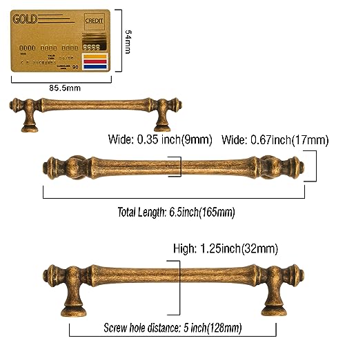 Amerdeco 10 Pack Antique Brass Cabinet Pulls 5" - color: Antique Brass, size: 5" hole center
