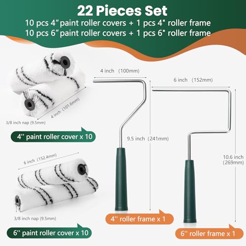 20 Pack 4 Inch and 6 Inch Microfiber Paint Roller Covers - size: 4 Inch & 6 inch, 22 Pack