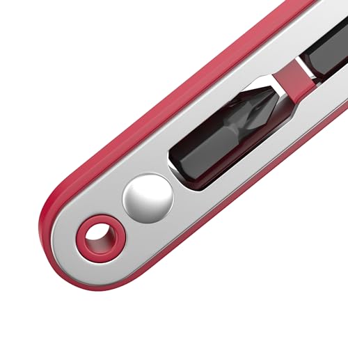 Bates Mini Ratchet Wrench, 1/4" Magnetic 90 Degree Screwdriver, Low Profile Right Angle Screwdriver for Tight Spaces - color: Red, size: 1 pcs