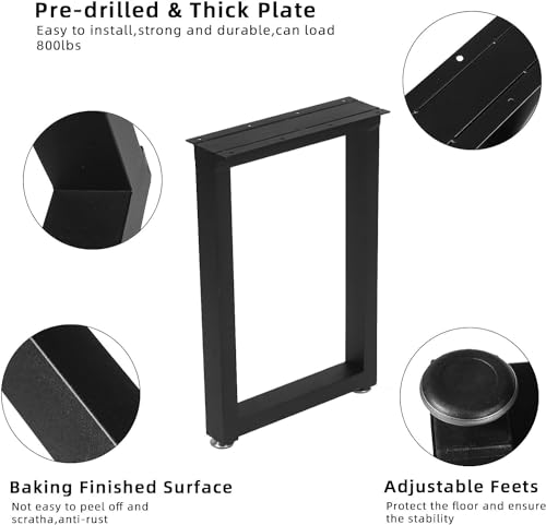 NXN-HOME 22'' Tall Square Metal Table Legs for Furniture, Bench Legs, Coffee Table Legs, Set of 2 Mid Century Home DIY Projects Black Furniture Legs(22”H x 13.7”W) - size: 22 inches-Square