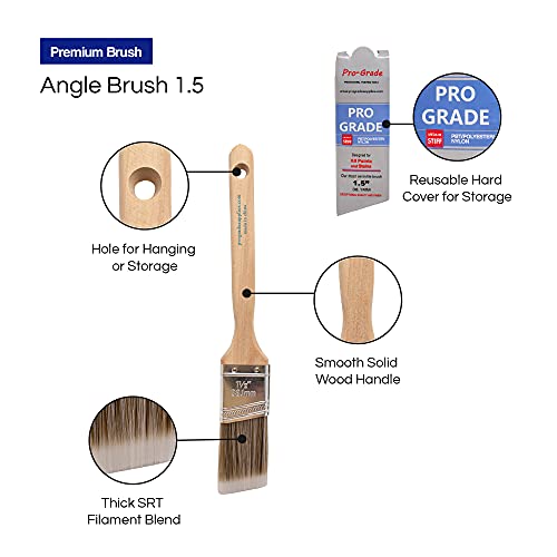 Pro Grade - Paint Brushes - 12Ea 1.5" Angle Brushes (Pack of 2) - size: 12Ea 1.5A (Pack of 2)