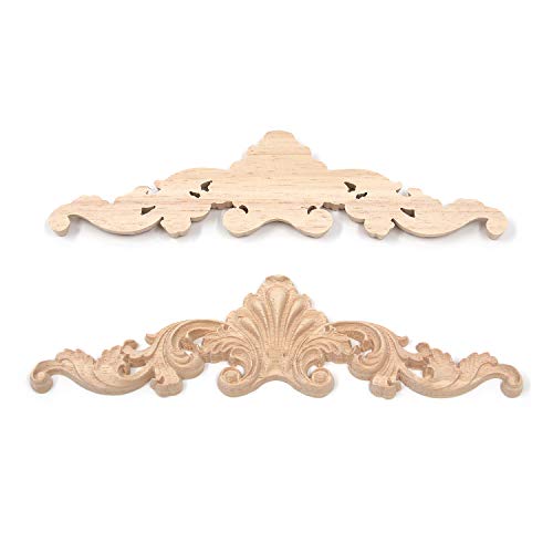 T Tulead Wood Carved Onlay Appliques Door Decals 3PCS - style: Shell, 7.87"x2", 3pcs