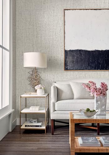 Grasscloth Peel and Stick Wallpaper Beige and Gray 15.7in x 393.7in - color: Beige Gray, size: 15.7"W x 393.7"L