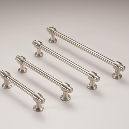 10 Pack 3-3/4 Inch(96mm) Kitchen Cabinet Handles Brushed Satin Nickel Cabinet Pulls Silvery Drawer Pulls Zinc Alloy Kitchen Hardware - color: Brushed Satin Nickel, size: 3-3/4'' Hole Center(96mm)
