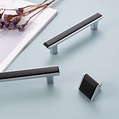 Black and Chrome Cabinet Pulls Drawer Handles 5 Inch 5 Pack 2281 - color: Matte Black & Polished Chrome, size: 5 In Hole Distance, style: 5 Pack