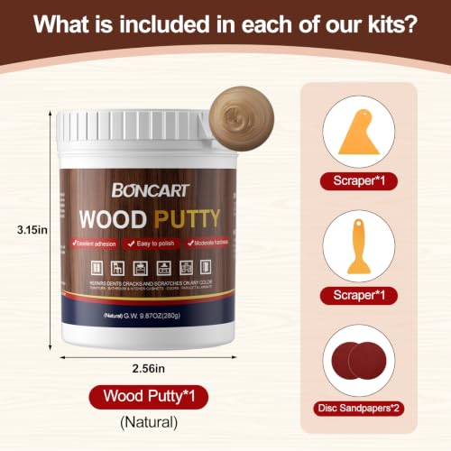 Boncart Wood Filler, 9.87 OZ Natural Wood Putty - color: 9.87OZ Natural