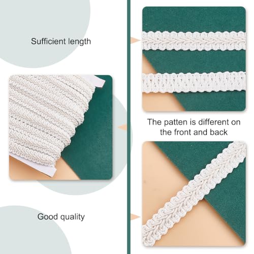 PH PandaHall White Gimp Braid Trim 27 Yards 1/2 Inch Polyester Woven Braid Trim Upholstery Trim Decorative Gimp Trim for DIY Crafts Sewing Curtain Jewelry Costume Wedding Decoration (Pack of 2) - size: 27.3 Yards (Pack of 2)