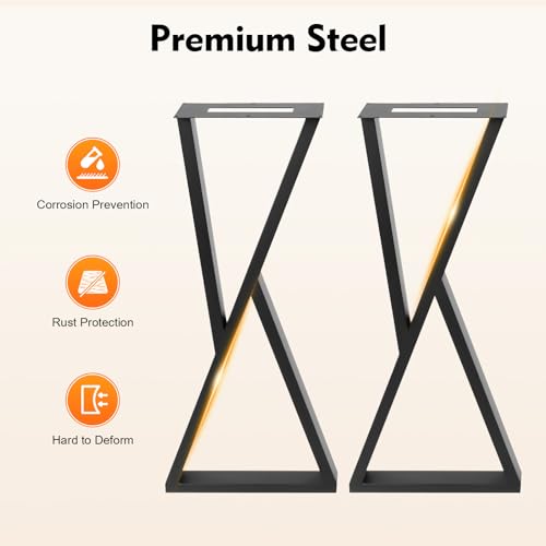 32 Inch Metal Table Legs Set of 2, 440 lbs Capacity Desk Legs - size: 32 Inch