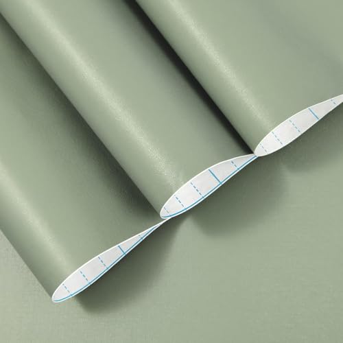Sage Green Wallpaper Stick and Peel Green Contact Paper Removable Wallpaper - color: Sage Green, size: 17.7" x 236.2"