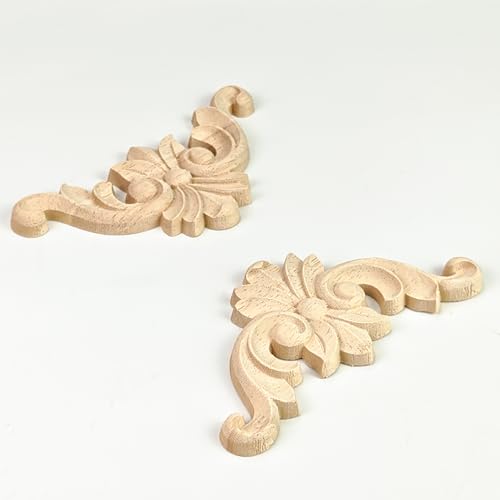 Wood Appliques 12PCS 3.1in Corner Onlays Wooden Embellishments - size: 3.1inch(8cm)