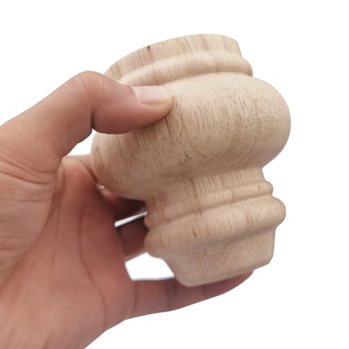 4'' Furniture Legs Wooden Unfinished Bun Feet for Sofa, Chair, Loveseat, Ottoman, Dresser Foot Set of 4