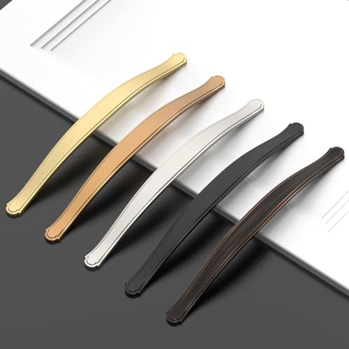 Asidrama 6 Pack 3 Inch(76mm) Brushed Gold Cabinet Pulls Heavy-Duty Solid Kitchen Cabinet Handles Gold Dresser Drawer Hardware for Bathrooms Cabinets - color: Brushed Gold, size: 3" Hole Center, style: Curved-6 Pack