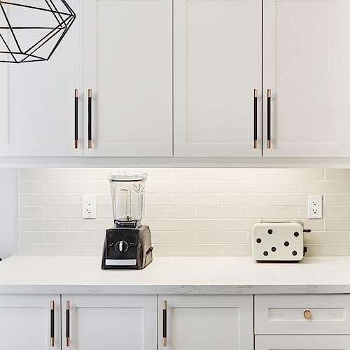 COTYKILEY 10 Pack 7.5 Inch(192mm) Matte Black and Champagne Bronze Knurled Cabinet Handles Knurled Kitchen Cabinet Pulls Cabinet Door Handles Kitchen Cabinet Hardware Cupboard Drawer Pulls - color: Black and Champagne Bronze, size: 7.5" Hole Center(192MM)