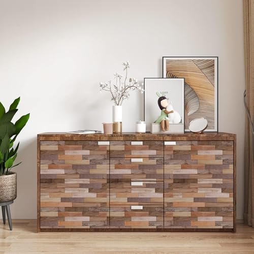 HLNIUC Wood Grain Wallpaper Self Adhesive,Brown Wood Effect Mural(44x300cm) Wooden Wall Papers Self Adhesive,Brown Oak Wooden Grain Vinyl Film Counter Top Covering Furniture Cabinets Wardrobe - color: Wood Wallpaper 4
