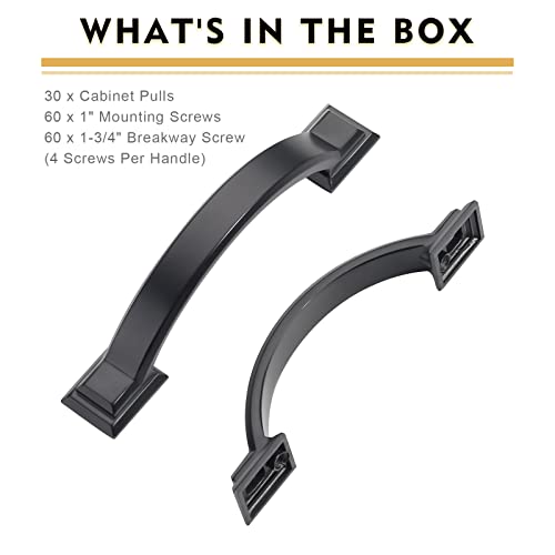 30 Pack 3 inch Hole Centers Kitchen Cabinet Handles Matte Black Cabinet Pulls Drawer Pulls for Kitchen Cabinet Hardware Cupboard - color: Matte Black, size: 3 inch(76mm), style: 30 Pack