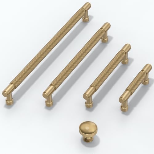 10 Pack Champagne Bronze Knurled Cabinet Pulls 4 Inch(102mm) Kitchen Cabinet Handles Cabinet Hardware for Drawer Pulls - color: Champagne Bronze, size: 4" Hole Center