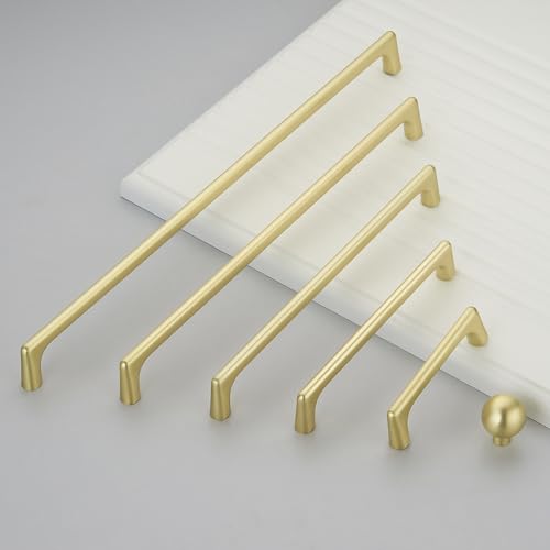 Lardmon 3 Pack Brushed Gold Modern Cabinet Pulls 7.5 Inch(192mm) Hole Center Timeless Drawer Pulls Vanity Pulls Classic Solid Kitchen Cabinet Handles Hardware, 7.9 Inch(202mm) Total Length - color: Brushed Gold, size: 7.5 Inch Hole Center