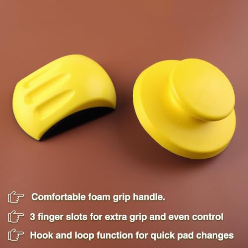 Hand Sanding Block Round and Mouse Shape Sandpaper Holder Hook and Loop PU Backing Ergonomic Grip for Wood Furniture Repair Craft (6inch) - color: 6inch