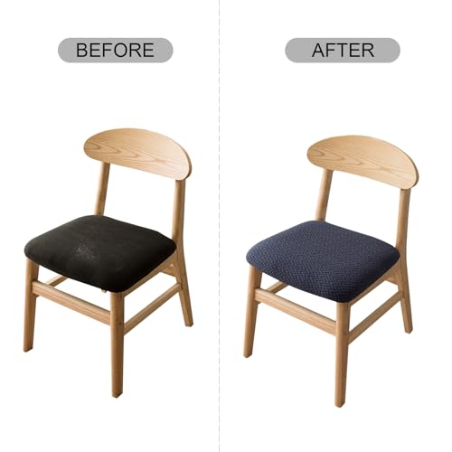 Genina Seat Covers for Dining Room Washable Chair Seat Slipcovers Set of 6 - color: Navy Blue, size: 16-20in Not waterproof