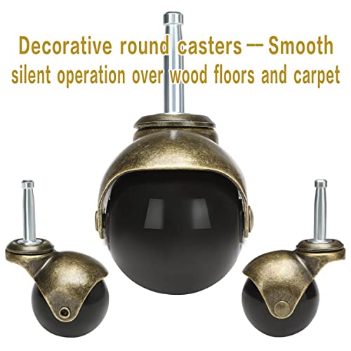 JGJC 2" Antique Brass Ball Casters 4-Pack, 5/16"×1-1/2" (M8 Grip Neck Stem)
