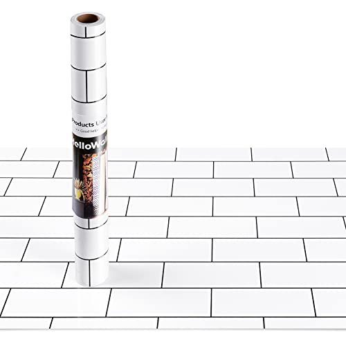 Black White Brick Wallpaper Removable Subway Tile Wallpaper Peel and Stick White Subway Contact Paper Waterproof Subway Wall Paper Roll for Backsplash Shower Wall Table Top Covers 17.7"x317" - size: 17.7" x 317"