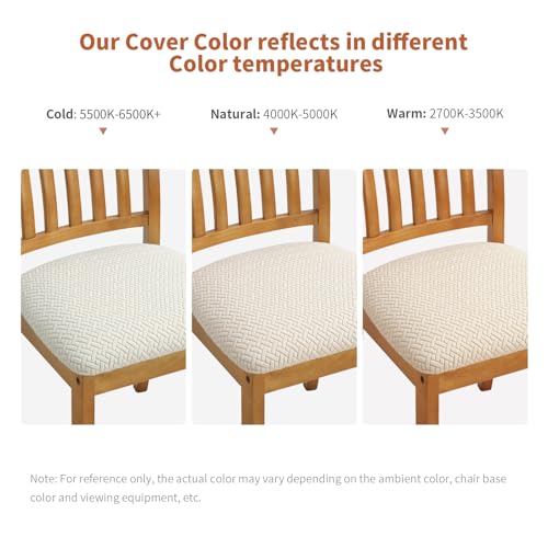 Fuloon Dining Chair Seat Covers Stretch Slipcovers, Set of 6, Beige - color: T-beige, size: Not Waterproof