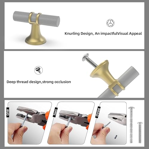 20 Pack Gold and Brushed Satin Nickel Kitchen Cabinet Knobs - color: Nickel and Gold Knurled, size: Knobs